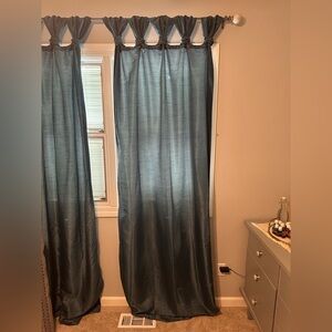 2 Panels-Madison Park Teal Blue Twist Tab Curtains